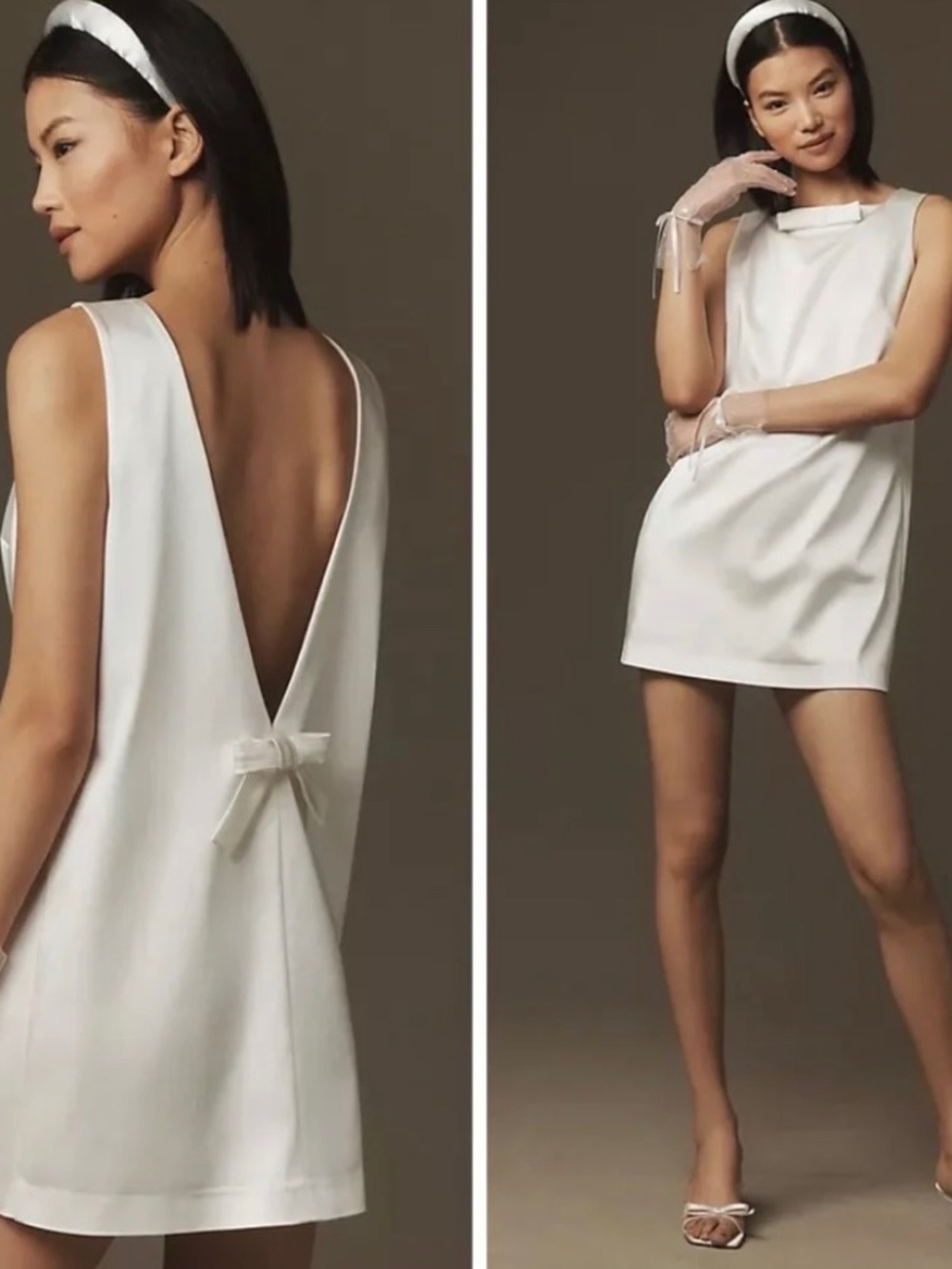 BHLDN white bow dress NWT